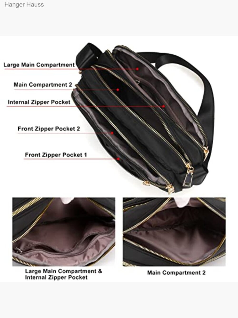 Medium Nylon Crossbody Bag - Travel Quilted Purse - Picture 4 of 7